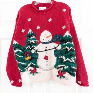 Vintage Croft & Barrow Snowman Christmas Sweater  Women’s XL 1990s Holiday